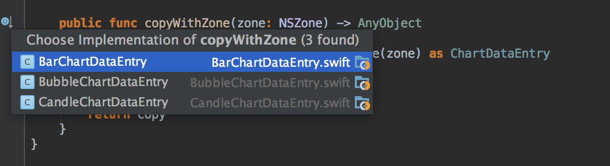 Navegación de código Swift